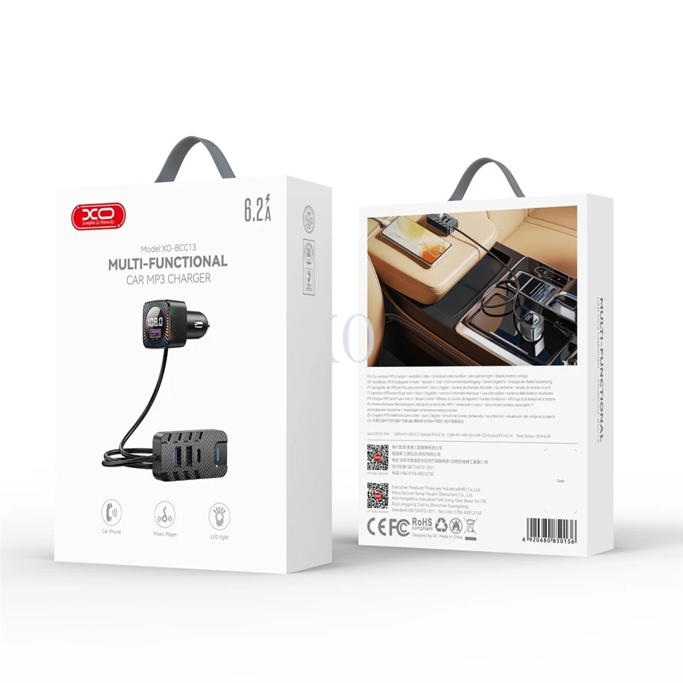 XO BCC13 Car Charger 5V3.1V With Ambient Light